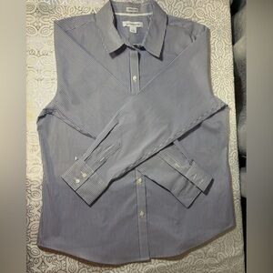 Liz Claiborne Navy Pinstripe Dress Shirt